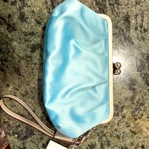NWT Coach blue satin wristlet #F42799